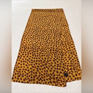 Vintage Casca Leopard Print Silk Rectangle Scarf 60"x14" Hand Rolled Hem Boho